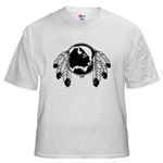 Native Art  T-Shirt First Nations White Men's T-Shirt Original Native Art Spirit Buffalo Design by Canadian Metis Artist Kim Hunter Men's Native Art Gifts & Shirts First Nations Men's Gifts & Apparel art & design by Canadian Metis Artist / Designer Kim Hunter custom imprinted First Nations gifts & apparel available.  