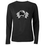 Native Art / First Nations Women's Long Sleeve Dark T-shirt Original Spirit Buffalo Native Art First Nations Gifts & Shirts art & design by Canadian Metis Artist / Designer Kim Hunter custom imprinted First Nations gifts & apparel available.