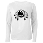 black_white/First Nations Women's Long Sleeve T-Shirt Original Spirit Buffalo Native Art First Nations Gifts & Shirts art & design by Canadian Metis Artist / Designer Kim Hunter custom imprinted First Nations gifts & apparel available.