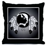 First Nations Art Throw Pillow Original Spirit Buffalo Native Art Metis First Nations Gifts & Shirts art & design by Canadian Metis Artist / Designer Kim Hunter custom imprinted First Nations gifts & apparel available.