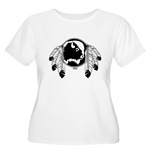 First Nations Art Women's Plus Size Shirt Native Art Eagle Feathers Women's Shirts Women's Native Art Gifts & Shirts First Nations Womens Gifts & Shirts art & design by Canadian Metis Artist / Designer Kim Hunter custom imprinted First Nations gifts & apparel available.