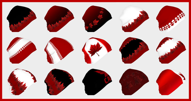 Canada Beanie Touques Classic Canada Flag Beanies Cool Retro Canada Touques and Canada Maple Leaf Touques by Kim.