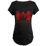 Canada Maternity T-shirt Flag Souvenir Canadian Maple Leaf Maternity T-shirt Canada Gifts for New Moms