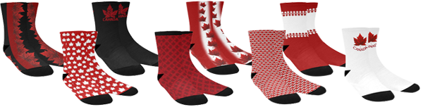 Canada Socks Ankle and Kneww High Canada Souvenir Socks Fun Canada Flag Souvenir Socks Stylish Lady's Canada Flag Ankle Socks and Knee High Red & White Canada Flag Socks Design by Canadian Artist / Designer Kim Hunter