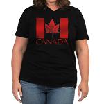 Women's Plus Size Canada T-shirt V-Neck T-shirt Canada Souvenir T-shirt for Plus Size Women & Girls.