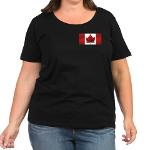 Canada Flag Women's Plus Size Scoop Neck Dark T-Shirts