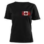 Canada Flag Women's V-Neck Dark T-Shirt 