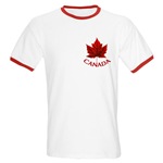 Canada T-shirt Canadian Souvenir Ringer T-shirt Maple Leaf Men's Souvenir Ringer T- Shirt