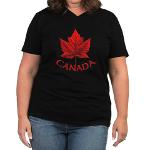 Women's Plus Size Canada T-shirt V-Neck T-shirt Canada Souvenir T-shirt for Plus Size Women & Girls.