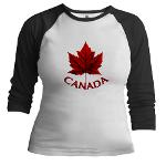 Canada Souvenir Ladies Jersey Shirt Canadian Red Autumn Maple Leaf Jr. Raglan Souvenir Shirt