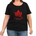 Canada Souvenir Plus Size T-shirts Women's Plus Size Scoop Neck Canada T-shirt Canada Maple Leaf Souvenir t-shirt for plus size Woman & Girls