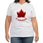 Women's Canada T-shirt Canada Souvenir Women's Plus Size V-Neck T-shirts Canada Souvenir T-Shirts & Gifts Canadian Maple Leaf Souvenir plus Size Womens's T-shirts Canada Flag Souvenir t-shirt for Women & Girls. Beautiful Red Canada Maple Leaf Souvenir T-shirts