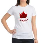 Jr. Canada Maple Leaf Souvenir Women's T-shirt Canada T-shirt Ladies Canada Shirts & Gifts Canadian Maple Leaf t-shirt for Women & Girls. Beautiful Red Canada T-shirts Art & Apparel