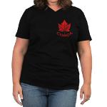 Canada Women's Plus Size V-neck Maple Leaf T-shirt