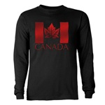 Canada Shirt Long Sleeve Dark Canada Souvenir T-Shirt Men's Canada Flag Souvenir T-shirts Canada Souvenir Shirts for Men & Boys Cool Red Canada Flag Souvenir T-shirts