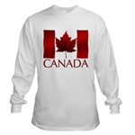 Canada Souvenir Shirt Long Sleeve Men's Canada Souvenir T-Shirts & Gifts for Men Women, Boys Girls Cool Red Canada Flag T-shirts & Gifts, 