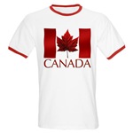 Canada Flag T-shirt Men's Canadian Flag Souvenir Ringer T- Shirt Souvenir  