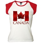 Canada Flag T-shirt Canadian Souvenir Womens Cap Sleeve T-Shirt Canadian Flag Souvenir t-shirt for Women & Girls Beautiful Red Canada Souvenir T-shirts 
						 