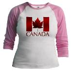 Women's Canada Jersey Canadian Flag Souvenir Jr. Baseball Jersey Shirt Woman's Jr. Raglan Souvenir