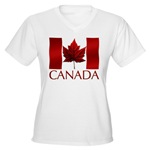 Canada T-shirt Womens V-Neck T-Shirt Canada Souvenir T-Shirts & Gifts Canadian Maple Leaf Souvenir & Canada Flag Souvenir t-shirt for Women & Girls