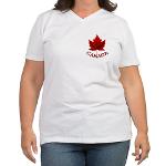 Canada Women's Plus Size V-neck Maple Leaf T-shirt