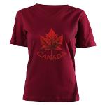 Canada T-shirt Womens V-Neck T-Shirt Canada Souvenir T-Shirts & Gifts Canadian Maple Leaf Souvenir & Canada Flag Souvenir t-shirt for Women & Girls