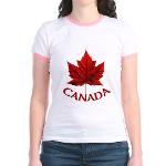 Canada Ringer T-shirt Womens & Girls Souvenir Jr. Ringer T- Shirt Canadian Souvenir T-Shirts & Gifts for Women & Girls