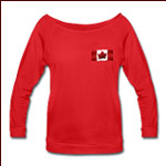 Women's Canada Souvenir Shirts Canada Sweatshirts Lady's Stylish Canada Flag Shirts Canadian Maple Leaf Shirts for Men Women Kids and Baby by Canadian Artist / Designer Kim Hunter