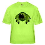 First Nations Art Green T-Shirt Original Native Art Spirit Buffalo Design by Canadian Metis Artist Kim Hunter Men's Native Art Gifts & T-Shirts First Nations Men's Gifts & Apparel art & design by Canadian Metis Artist / Designer Kim Hunter custom imprinted First Nations gifts & apparel available.