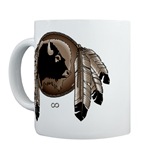 First Nations Art Mug Original Spirit Buffalo Native Art First Nations Gifts & Shirts art & design by Canadian Metis Artist / Designer Kim Hunter custom imprinted First Nations gifts & apparel available.