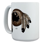 First Nations Art Large Coffee Mug / Cup Original Spirit Buffalo Native Art First Nations Gifts & Shirts art & design by Canadian Metis Artist / Designer Kim Hunter custom imprinted First Nations gifts & apparel available.