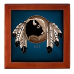 First Nations Art Wooden Tile Box First Nations Gifts / Native Art Gifts Original Native Art Beautiful Spirit Buffalo Metis Gifts Design by Canadian Artist Kim Hunter Men's, Women's, Kid's,boy's & girl's, Native Art Gifts & Shirts First Nations Gifts For Home & Office & Apparel art & design by Canadian Metis Artist / Designer Kim Hunter custom imprinted First Nations gifts & apparel available. 