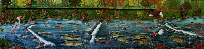 Wildlife Mural Hyde Creek Wall Mural Port Coquitlam BC Landscape / Wildlife Mural Painting by Vancouver Artist Muralist Kim Hunter