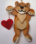 Handmade lion wood ornaments Handcrafted custom wooden decorations are approximately 3 - 4 inches 