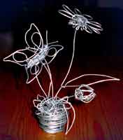 Wire Sculpture, Wire Flowers & Butterfly  Art Original Arts & Crafts by Canadian Artist Kim Hunter Custom Dolls & Crafts Available. 