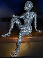 Wire Sculpture Seated Male Man Wire Art Wire Art Lizard. Original Arts & Crafts by Canadian Artist Kim Hunter Custom Dolls & Crafts Available. 