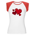 Valentine Women's Shirt Cap Sleeve Love Hearts Art