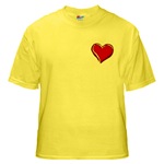 Valentine's Yellow T-Shirt Red Heart Love Gift