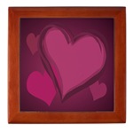 Love Hearts Art Tile Wooden Box for Valentines