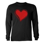 Valentines Long Sleeve Dark T-Shirt Love Hearts