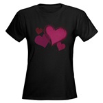 Love Hearts Art Women's Dark T-Shirt Valentines