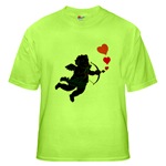 Cupid Love Hearts Green T-Shirt for Valentines Day