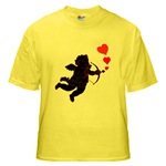 Love Cupid Love Hearts Yellow T-Shirt for Valentine's 