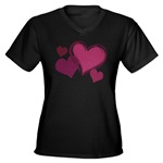 Love Hearts Art Women's V-Neck Dark T-Shirt