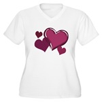 Love Hearts Art Women's Plus Size V-Neck T-Shirt