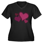 Love Hearts Art Women's Plus Size V-Neck Dark T-Sh