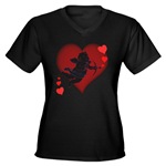 Cupid Love Hearts Women's V-Neck Dark T-Shirt