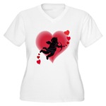 Cupid Love Hearts Women's Plus Size V-Neck T-Shirt