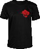 Red Rose Lapel Flower Black T-shirt