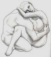 nude woman & man love embrace sketch in graphite / pencil drawing, nudes, man & woman, hugging, 